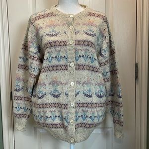 Clever Shepherd 100% Wool cardigan Sweater sz large